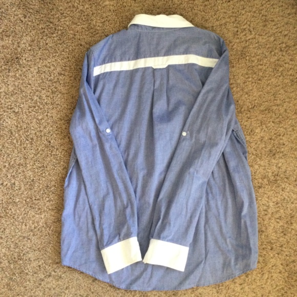 TOMMY HILFIGER Women's Cotton Button-Popover Chambray And White Shirt - Picture 5 of 10